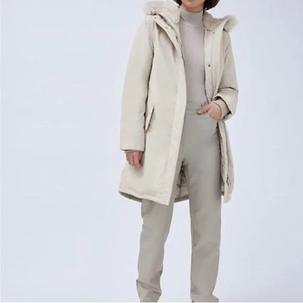 Wilfred Aritzia Mont Down Filled Winter Insulated Blanc Parka Jacket Comet L - Picture 4 of 16